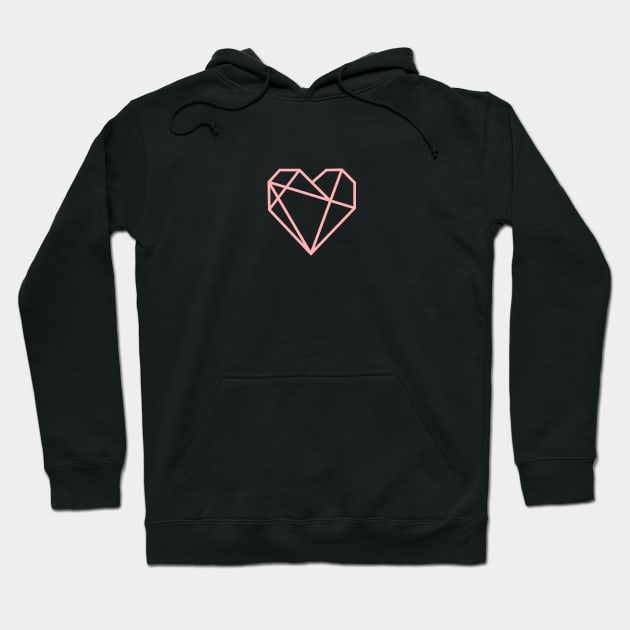 Pink Geometric Simple Heart On Chest Hoodie by felixbunny